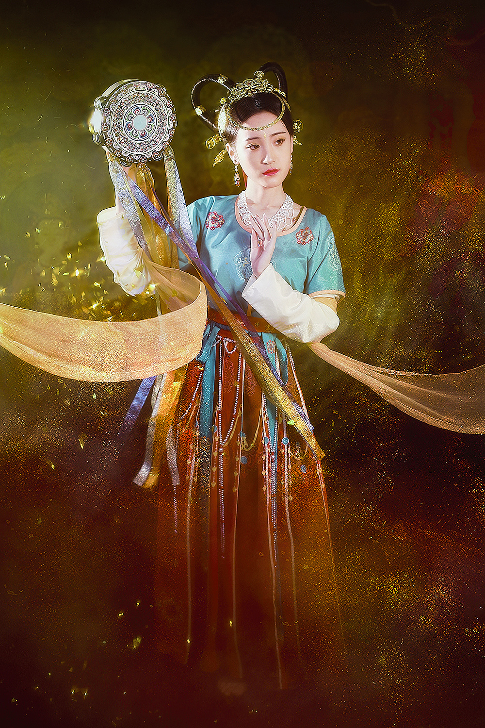 客片敦煌飞天坦领汉服写真