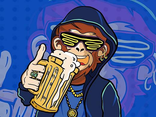 精酿啤酒嬉啤猴手绘logo