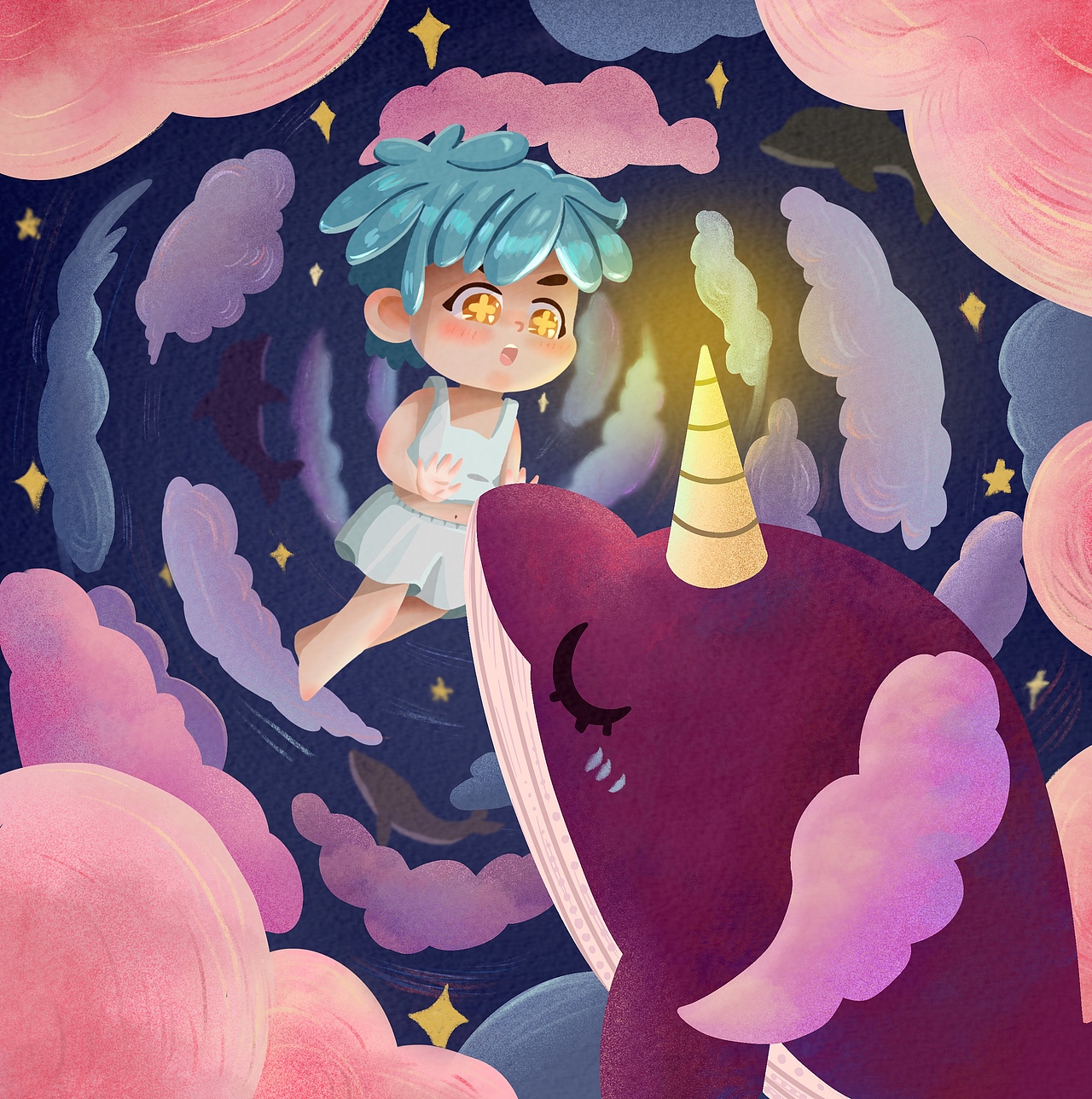 独角鲸系列|插画|儿童插画|昭杉_原创作品-站酷zcool