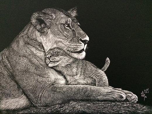 献给母亲节——李子哥动物亲子系列刮画第二季