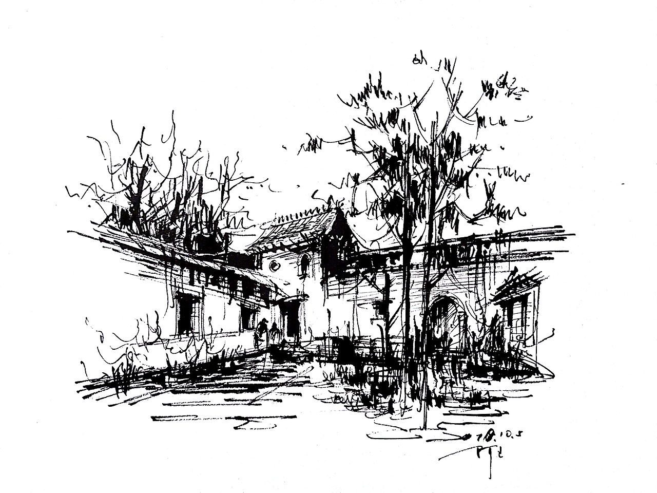 阿王速写建筑风景手绘