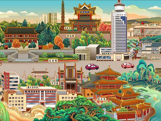 济宁城市主干线30米插画长卷——太白楼路