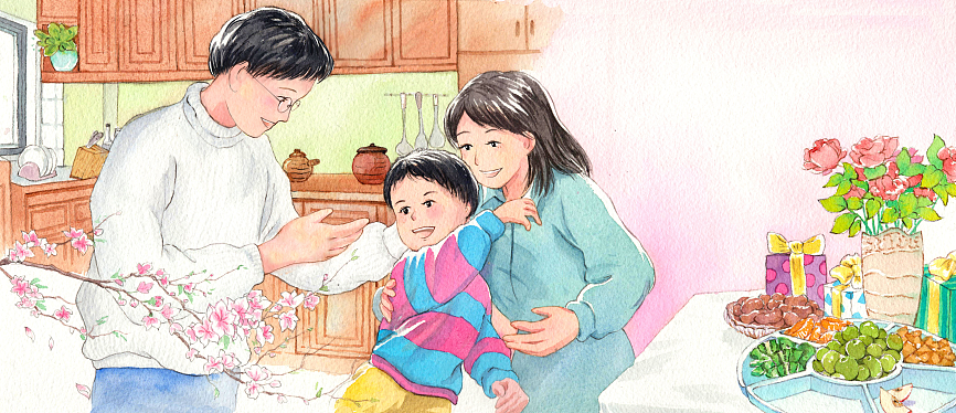 水彩插画感恩妈妈