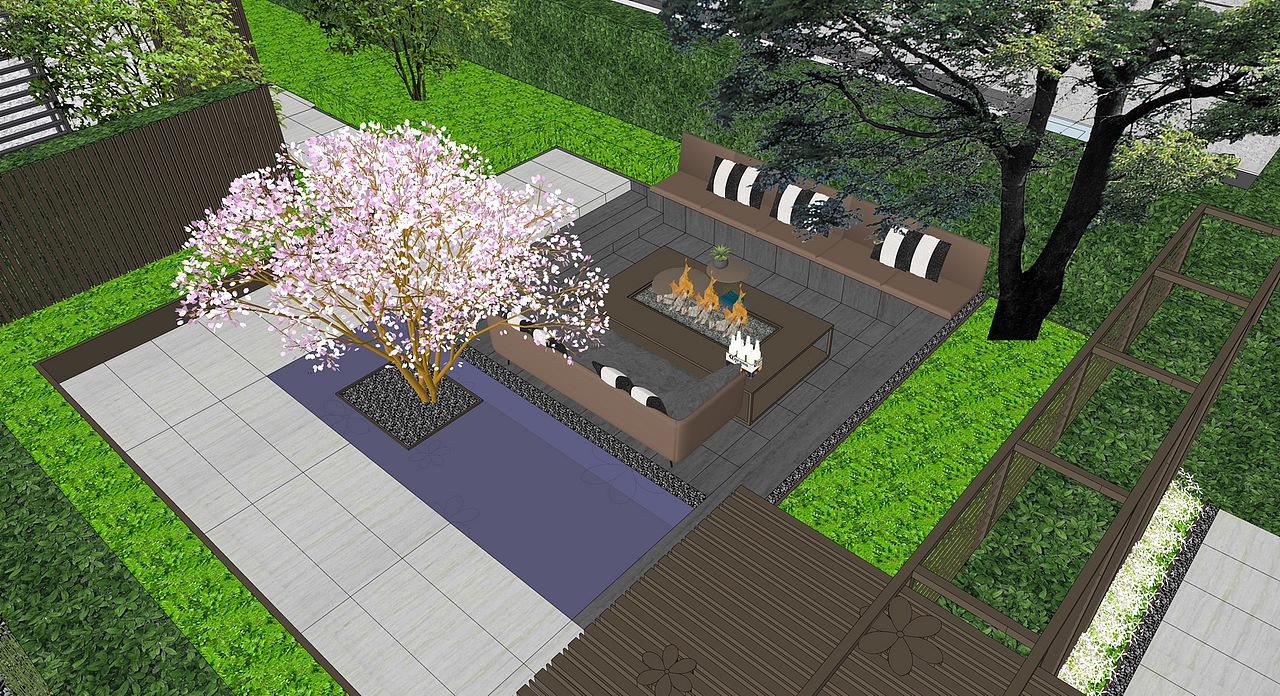 融创领馆壹号院别墅庭院景观su模型下载