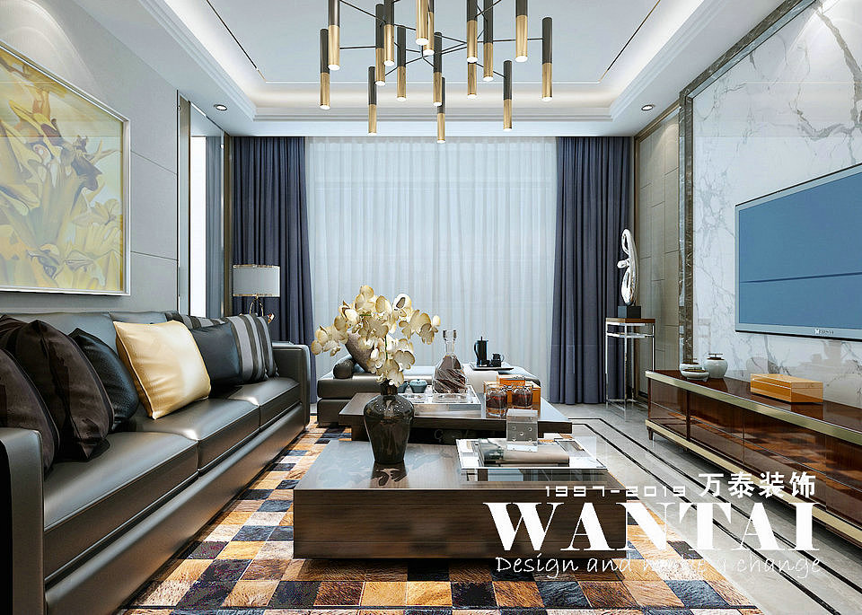 肥城装修公司|万瑞公馆145㎡港式风格装修效果图（图ZMTc2MjY4MDA0） - 家装设计 - 站酷设计师泰安小胖装修原创素材 - 站酷ZCOOL