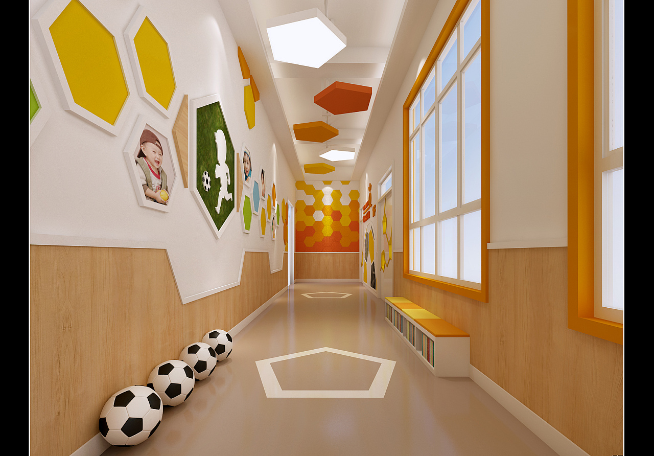 幼儿园走廊设计效果图_土巴兔装修效果图