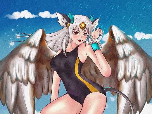 同人绘制《鹰身女妖格里芬》