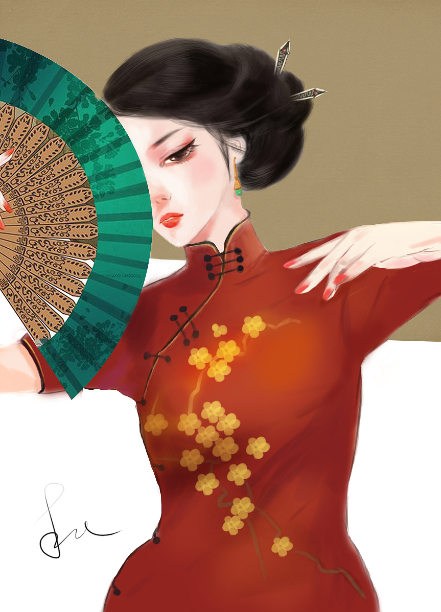 手绘中国风美女（图ZMTAxMzgwMDI4） - 创作习作 - 站酷设计师风小木子原创素材 - 站酷ZCOOL