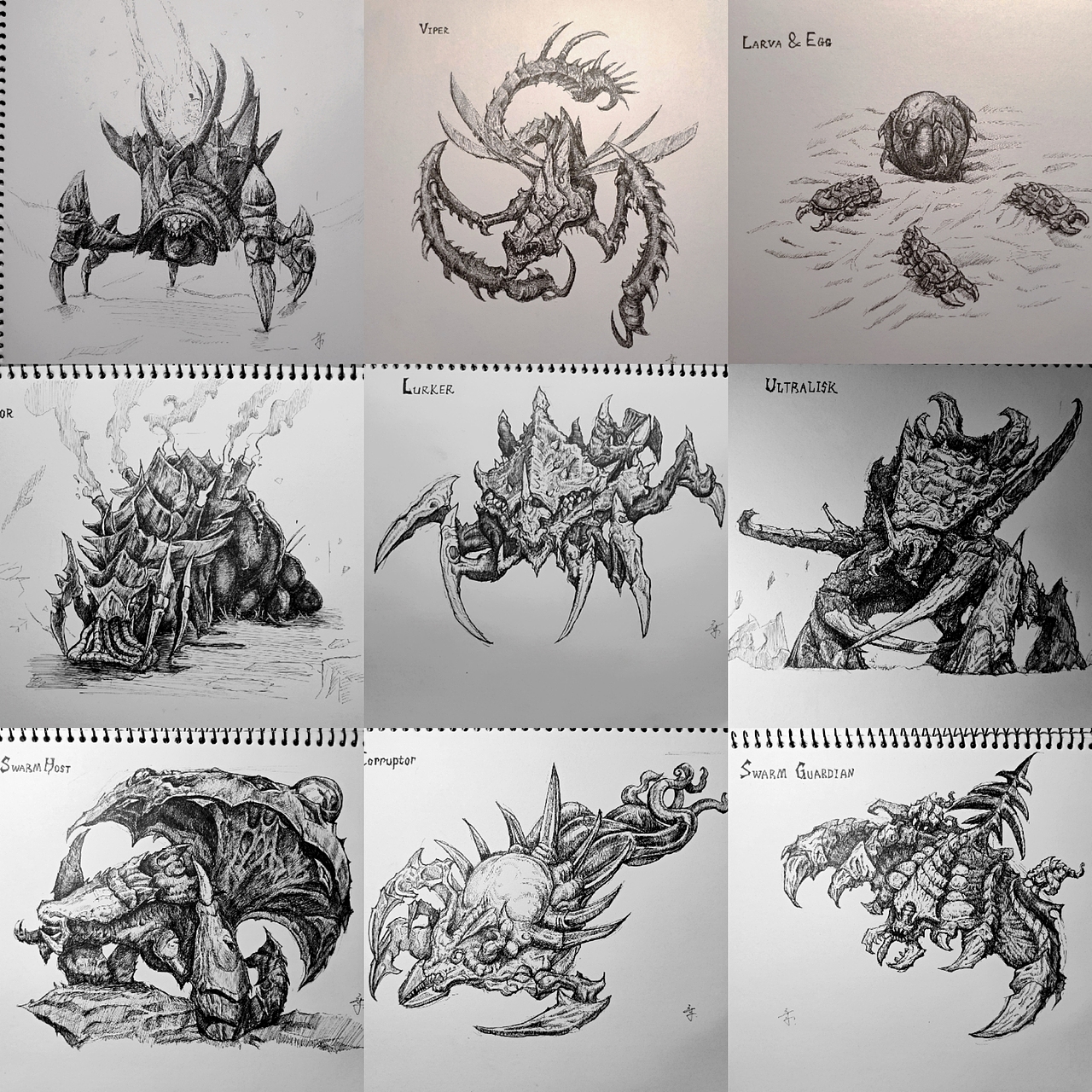 星际争霸手绘zerg篇|插画|游戏原画|z16079290_临摹作品-站酷zcool