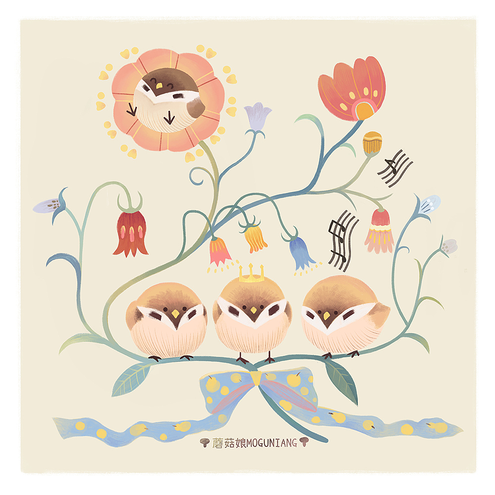 森林音乐会 装饰小动物插画