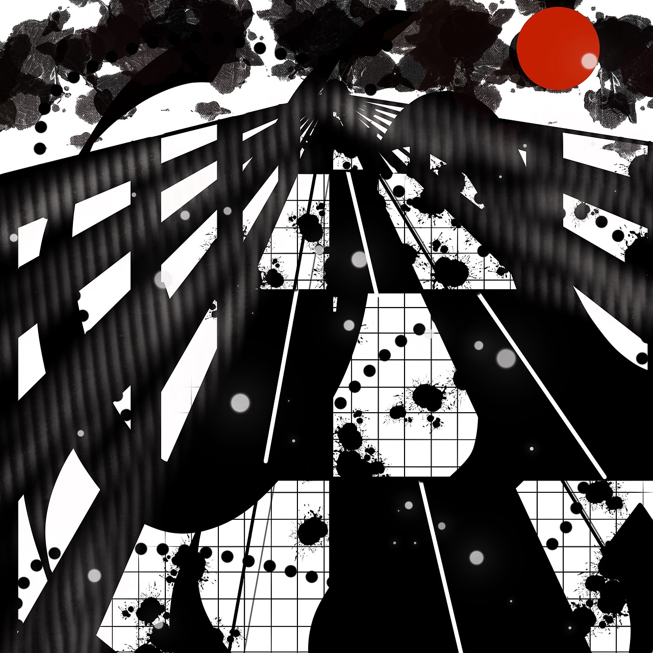 空间构成 我的作品主要使用透视的方法,依据近大远小的规律,把基本形