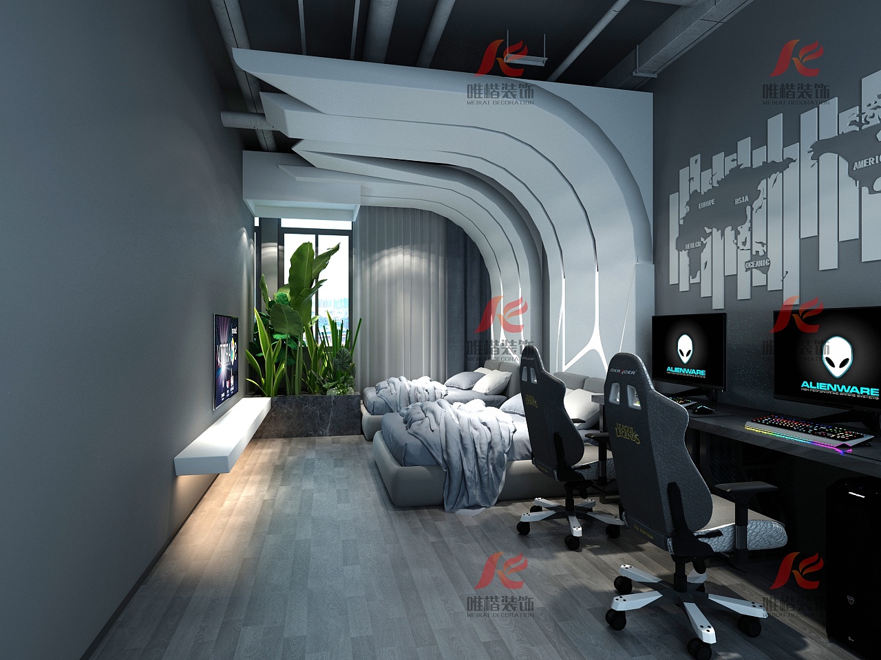 穿越到未来的公司 室内设计装修 办公室 科技 效果图|空间|家装设计|喜马设计 - 原创作品 - 站酷 (ZCOOL)