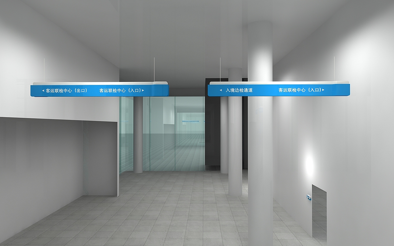 邮轮码头全套导视牌设计3D设计效果图