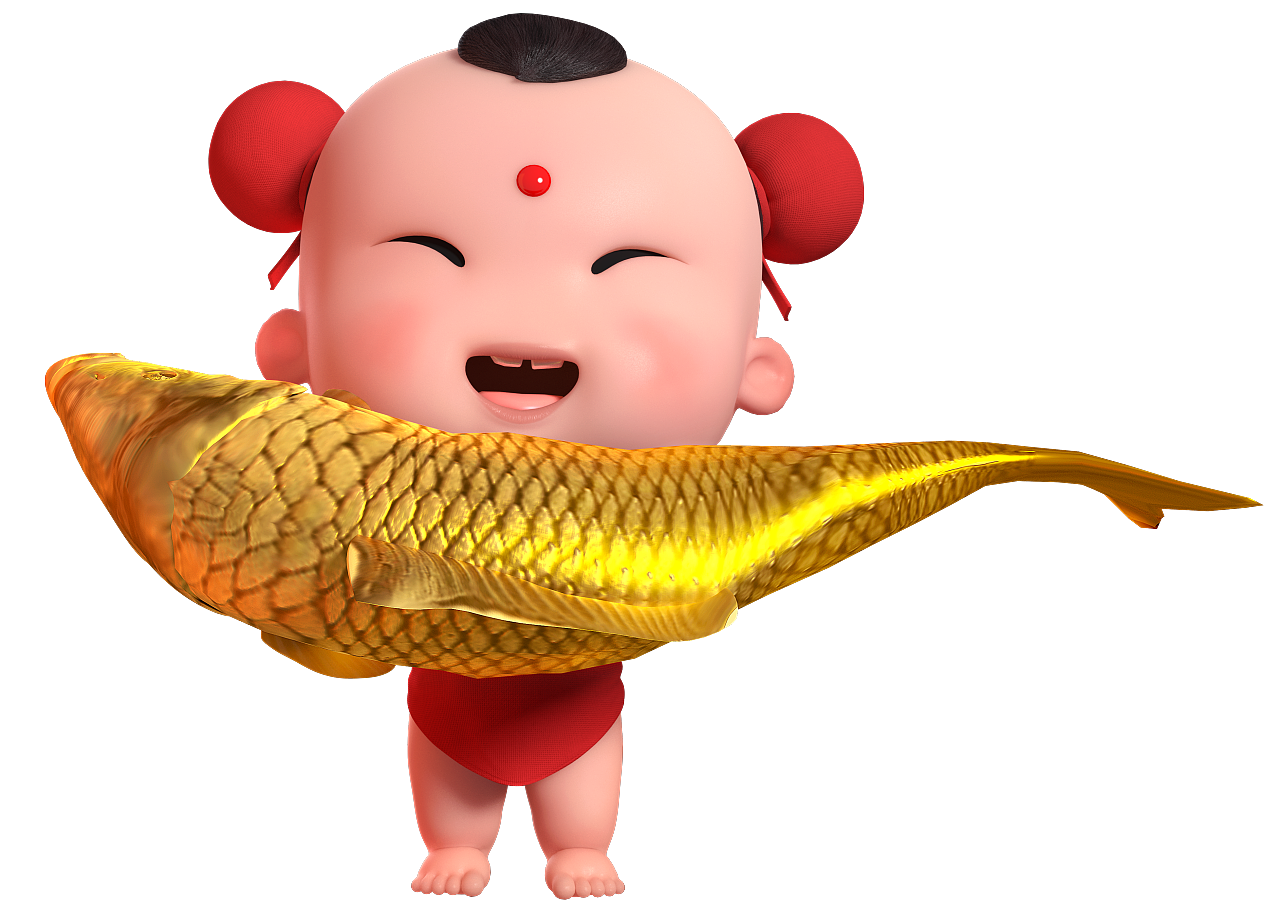 招财童子三维中国风春节