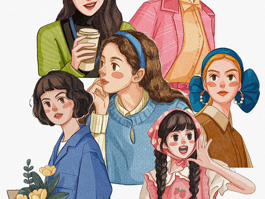 阿茫原创插画｜复古画报风 半身人物总结2/3