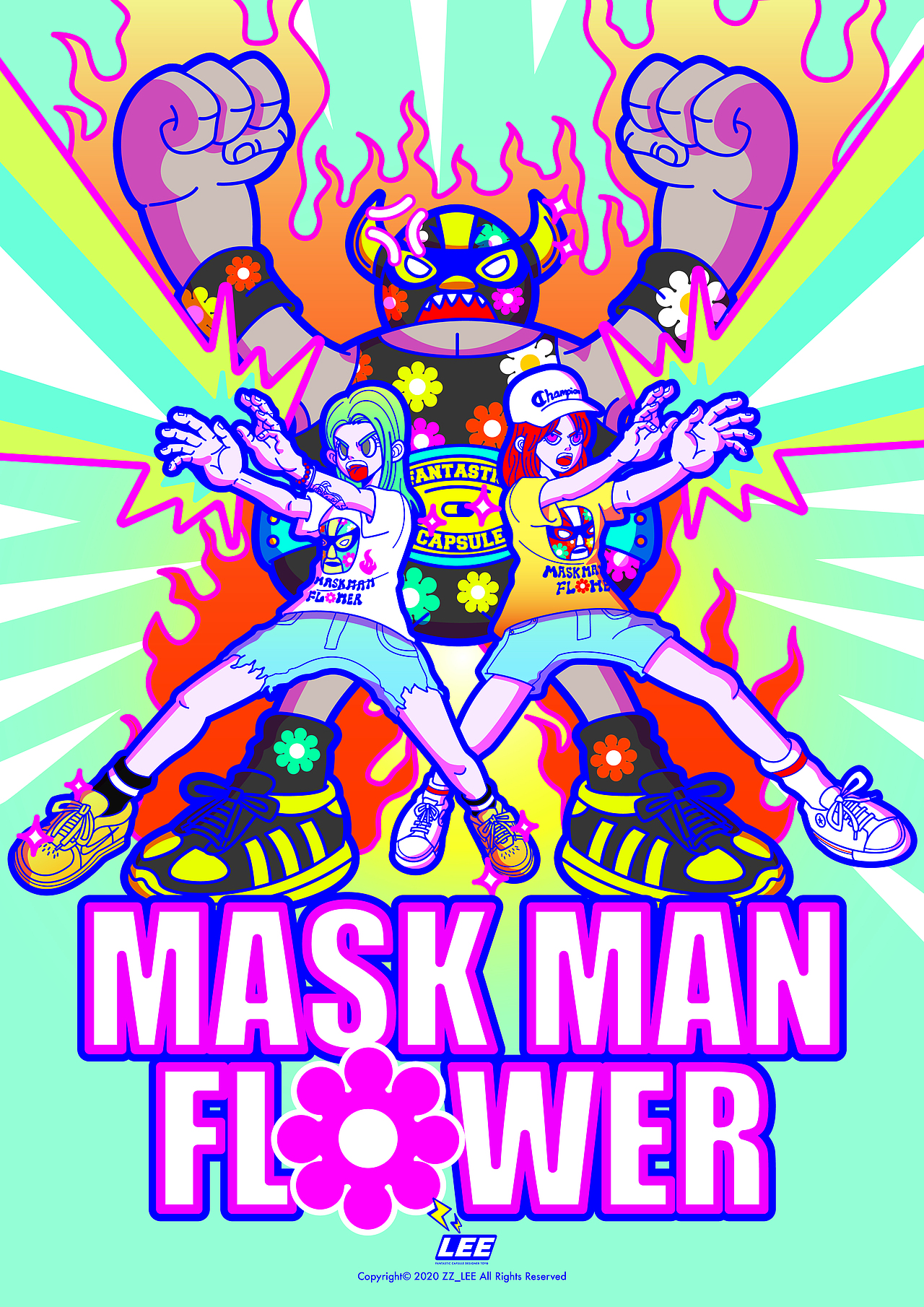 Maskman Flower（图ZMjIzNzE4MDcy） - 新锐潮流插画 - 站酷设计师沢ZZ_LEE原创素材 - 站酷ZCOOL