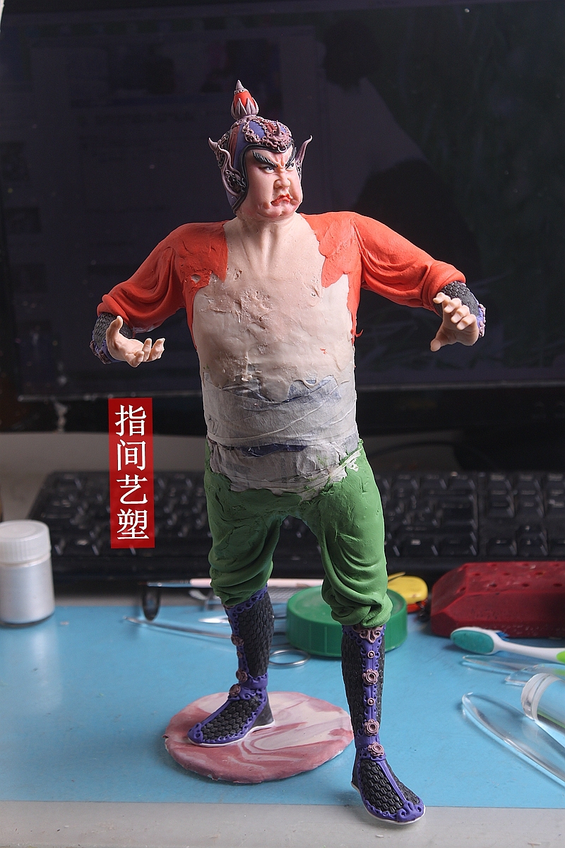 贺加贵面塑软陶(韦陀菩萨 )(图ZNzY4MDM4MzI=) - 手办/模玩 - 站酷设计师贺加贵3D翻糖原创素材 - 站酷ZCOOL