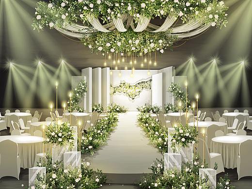 嫩绿色婚礼手绘