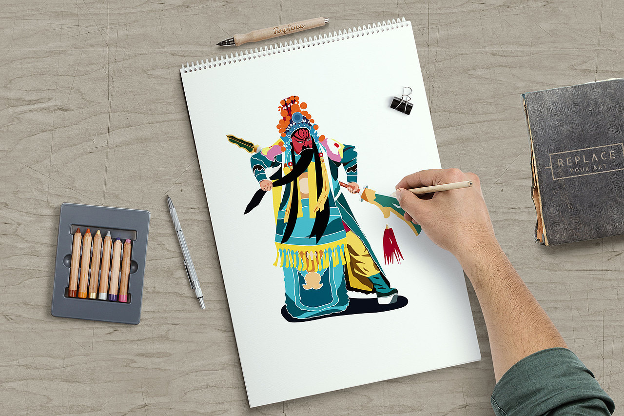 秦腔戏曲人物插画关羽