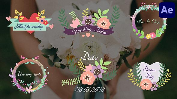 AE模板|优雅动态婚礼浪漫多彩动画标题展示爱情告白