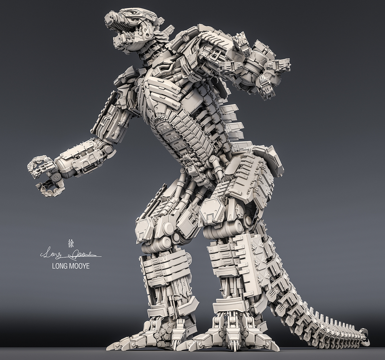 机械哥斯拉建模作品