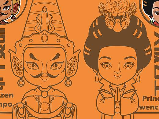 颂赞干布与文成公主（个人主页-ZMjY4MzE5NTY=） - 新锐潮流插画 - 站酷设计师AgaresCL原创素材 - 站酷ZCOOL