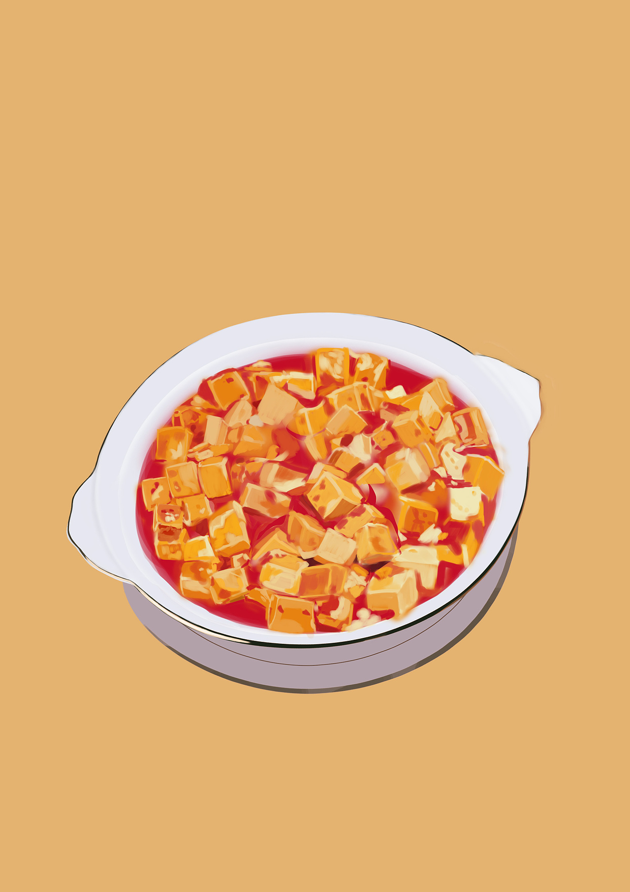 美食插画第二弹，麻婆豆腐~（图ZMTgxNDQ4MTcy） - 创作习作 - 站酷设计师Fu小蝠原创素材 - 站酷ZCOOL