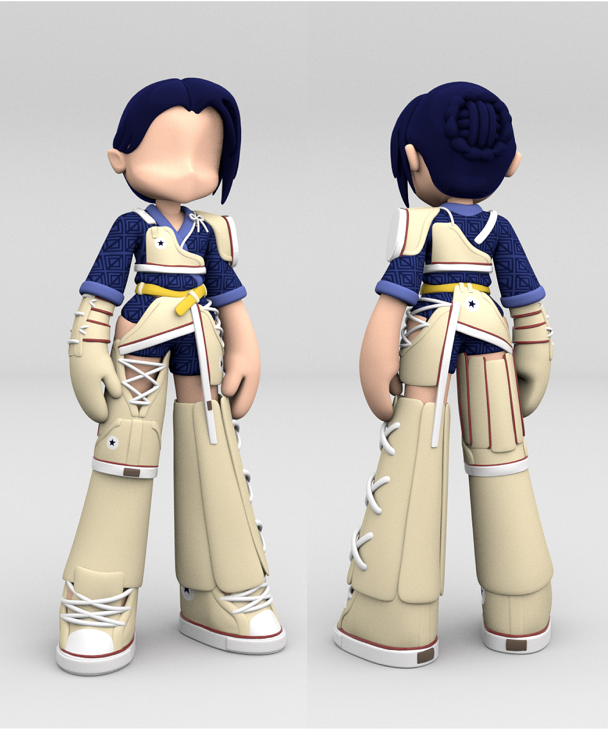 匡威鞋娘q版3d模型