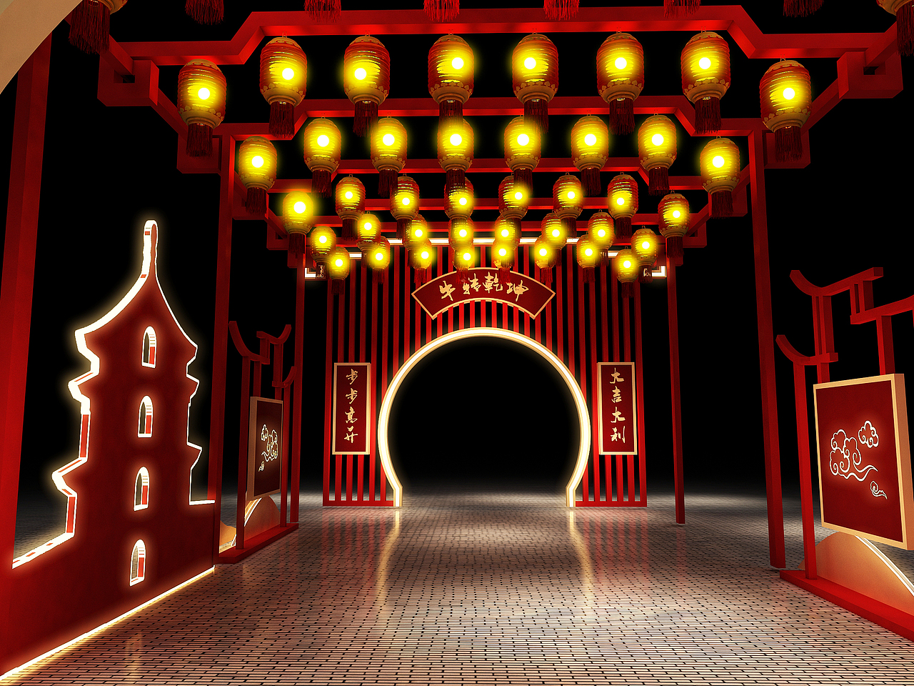 3D设计效果图▪2021年春节新中式DP美陈拍照打卡点设计（图ZMjM4NTU5MzU2） - 场景 - 站酷设计师艾蓝木子原创素材 - 站酷ZCOOL