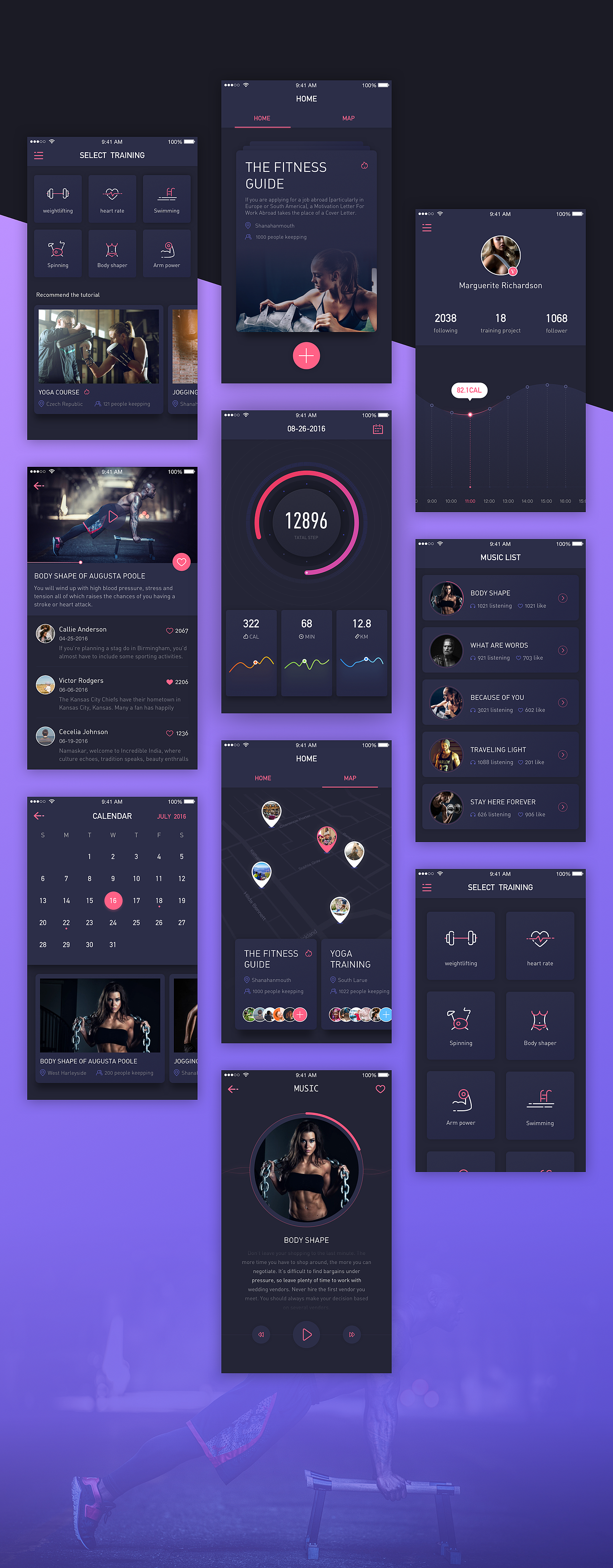 关于健身app的视觉风格探索（图ZNjQ4ODk5MzY=） - APP界面 - 站酷设计师伪艺术的仨仨原创素材 - 站酷ZCOOL