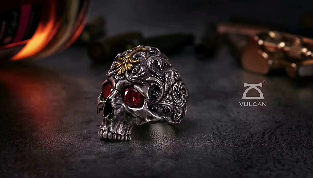 VULCAN•伏尔甘【鸢尾唐草骷髅】戒指（图ZMTc2MDU2Njcy） - 首饰设计 - 站酷设计师猴哥文玩工作室原创素材 - 站酷ZCOOL