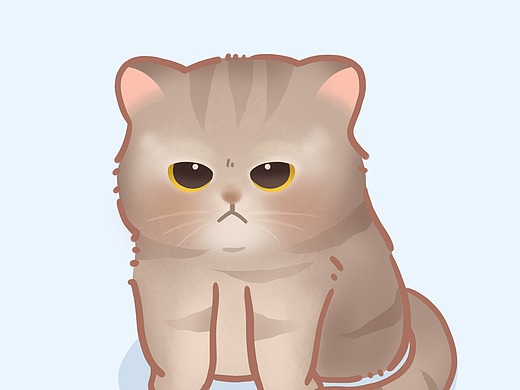 一只幽怨小猫咪插画