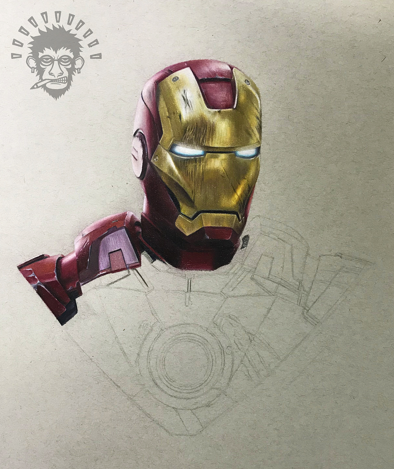 MZ彩铅手绘-漫威英雄系列钢铁侠（图ZMTIzMjIwNTY0） - 绘画 - 站酷设计师MZ_先森原创素材 - 站酷ZCOOL