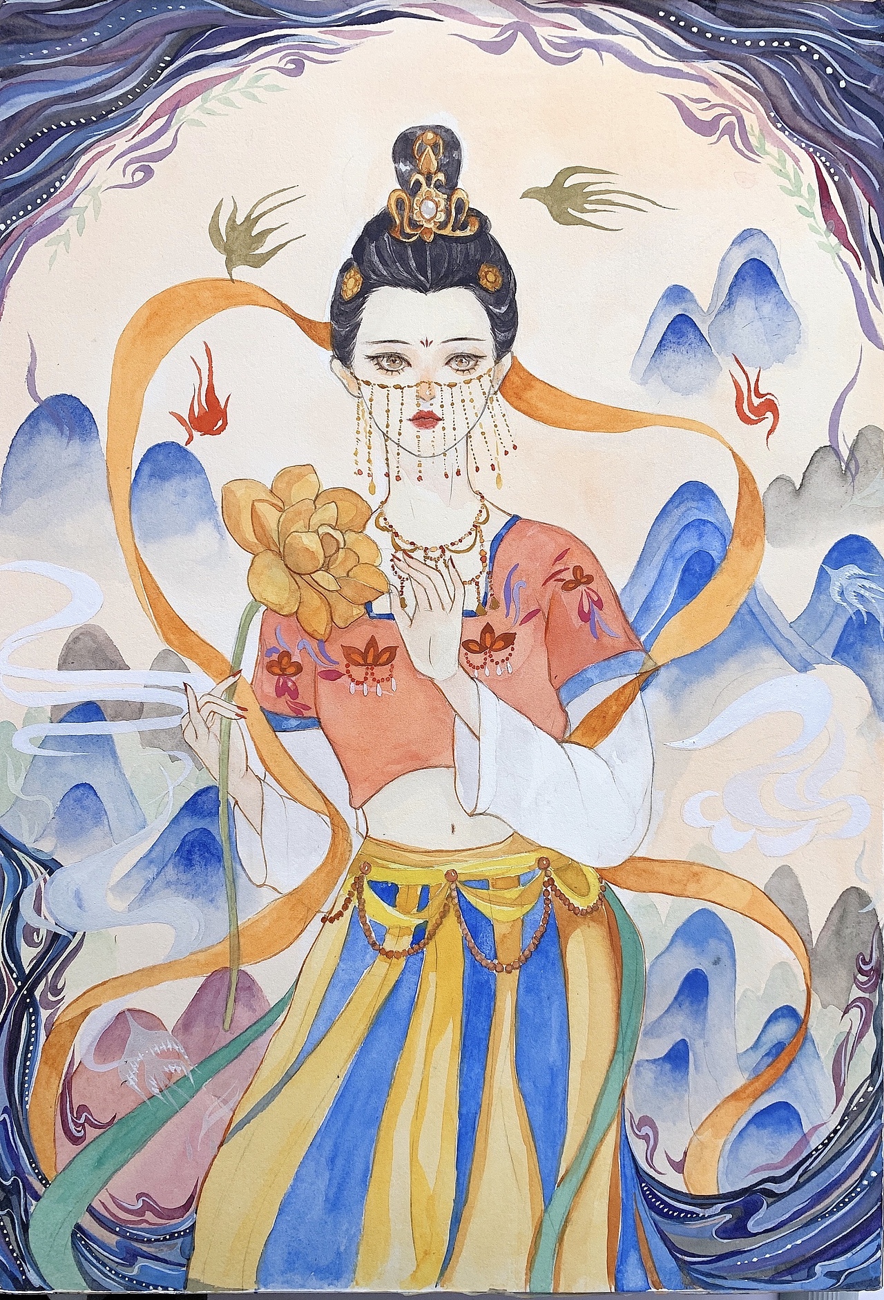 敦煌风格插画（图ZMjQ4NTk1NTQw） - 艺术插画 - 站酷设计师林亭雨原创素材 - 站酷ZCOOL