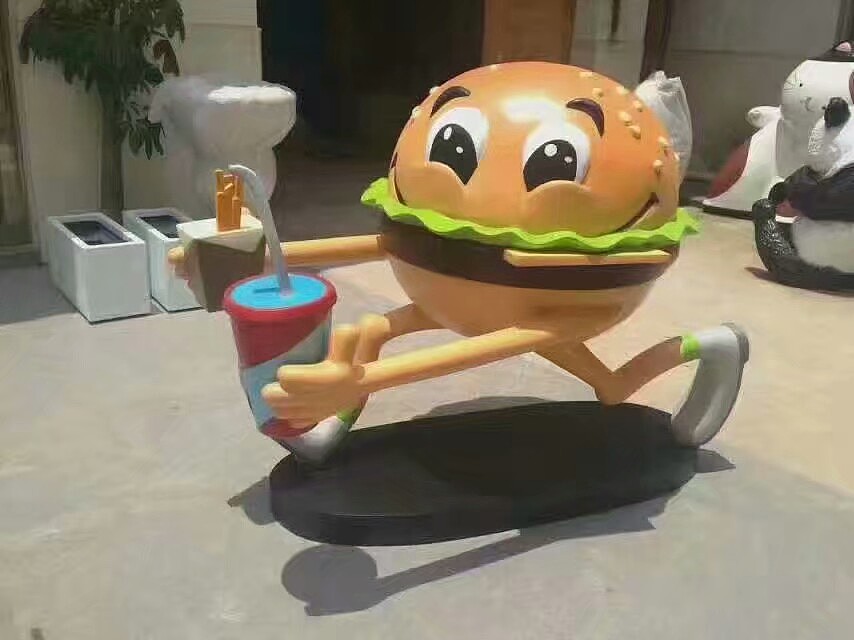 创意定制玻璃钢汉堡卡通雕塑肯德基形象吉祥物景观摆件