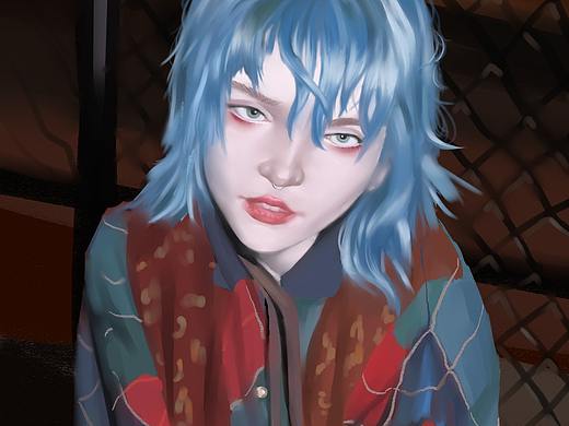 蓝发（个人主页-ZNDIyNDcyMjg=） - 新锐潮流插画 - 站酷设计师QUQU酱原创素材 - 站酷ZCOOL