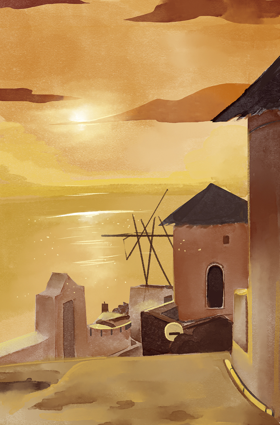 水彩风场景插画-闲景余忆