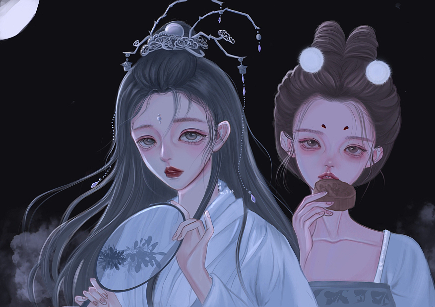 中秋佳节之等人的嫦娥和偷吃巧克力口味月饼的小玉兔（图ZMzE1MTQ2ODAw） - 创作习作 - 站酷设计师叙旧旧旧旧原创素材 - 站酷ZCOOL