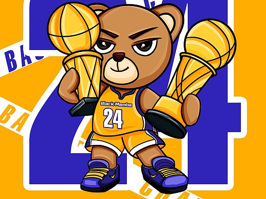 科比熊24号球衣插画形象设计