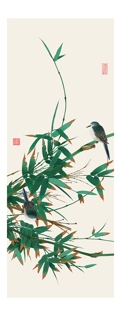 纯painter软件手绘，工笔花鸟雪竹图（图ZMzY2NjQ3NzY=） - 绘画 - 站酷设计师凌粤轩原创素材 - 站酷ZCOOL