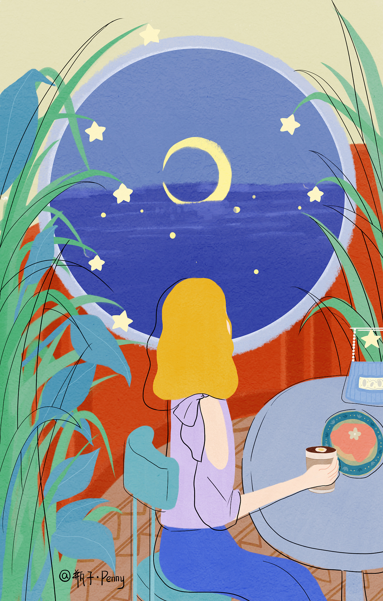 独处系列|与自己同行,与时光为伴|插画|创作习作|瓶子penny - 原创