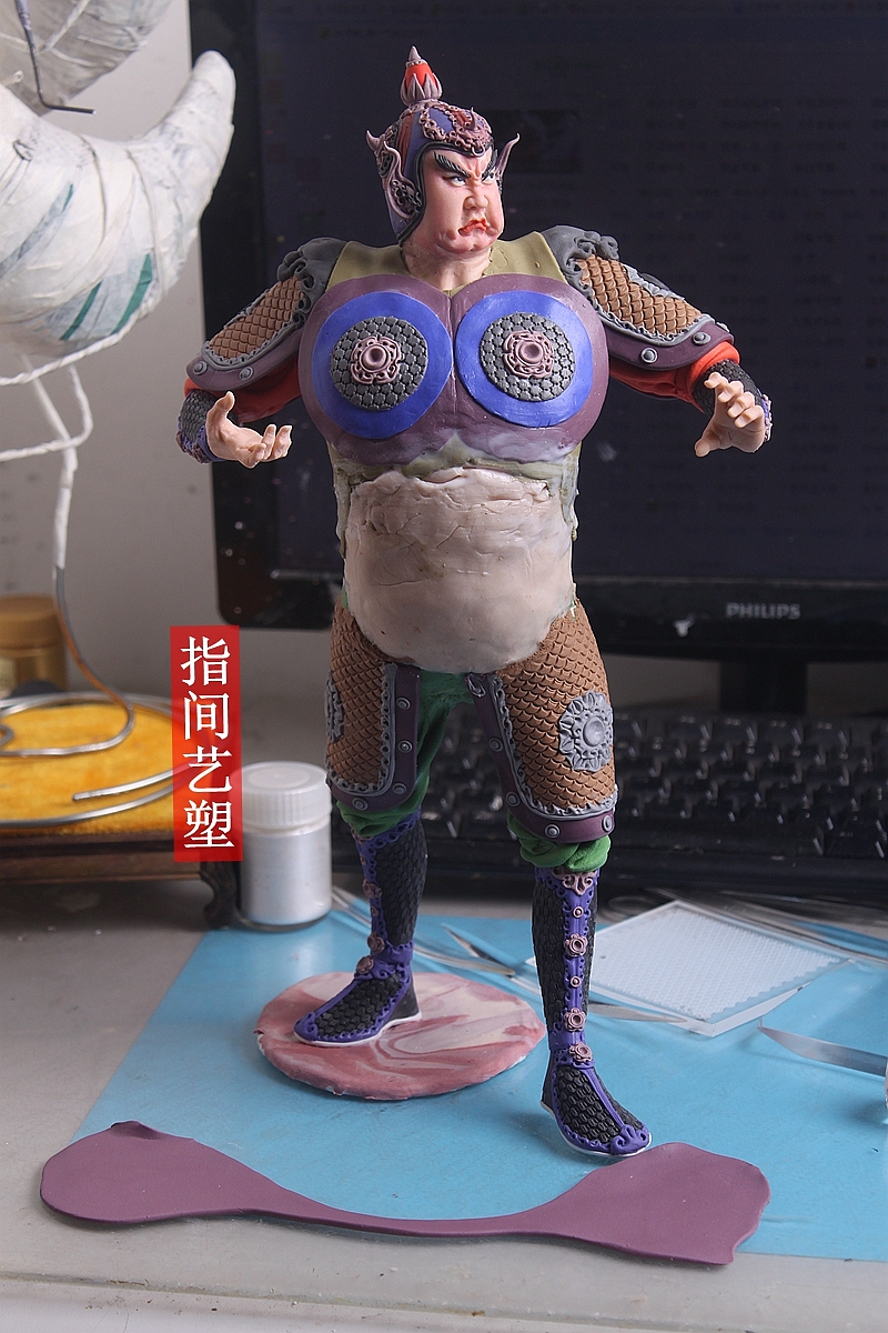 贺加贵面塑软陶(韦陀菩萨 )(图ZNzY4MDM5MTI=) - 手办/模玩 - 站酷设计师贺加贵3D翻糖原创素材 - 站酷ZCOOL