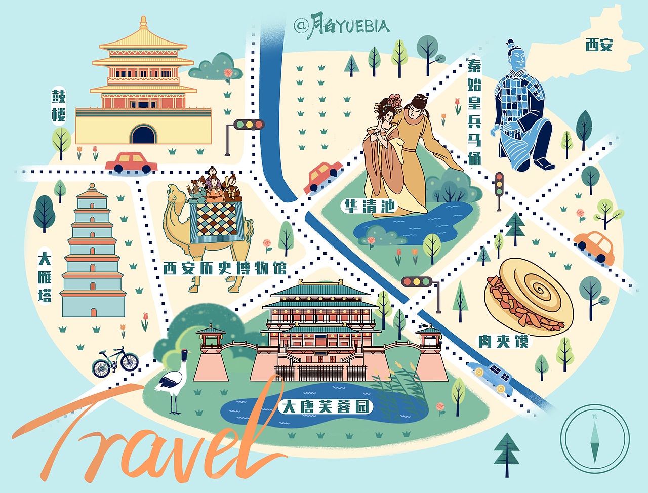 扁平风城市地图