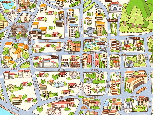 泉州市区手绘地图