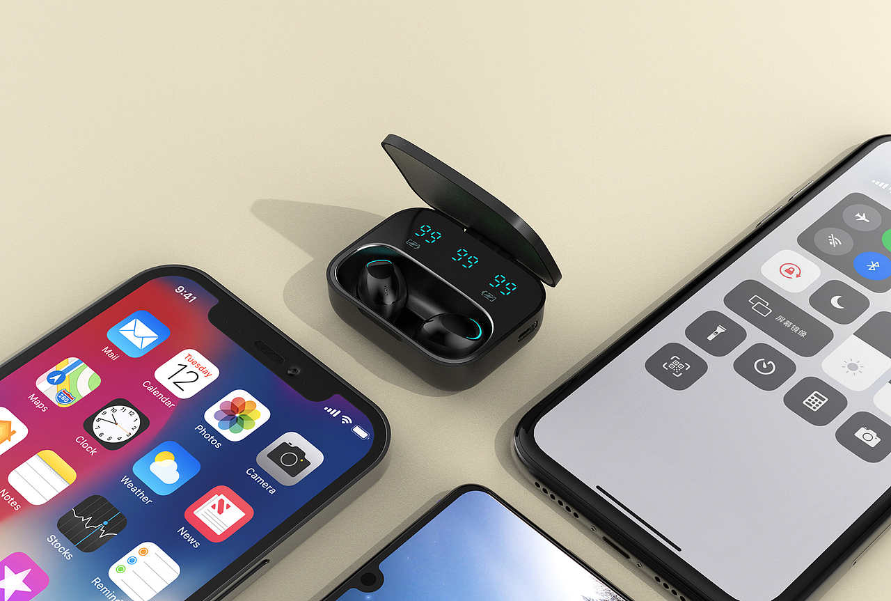 蓝牙耳机渲染图