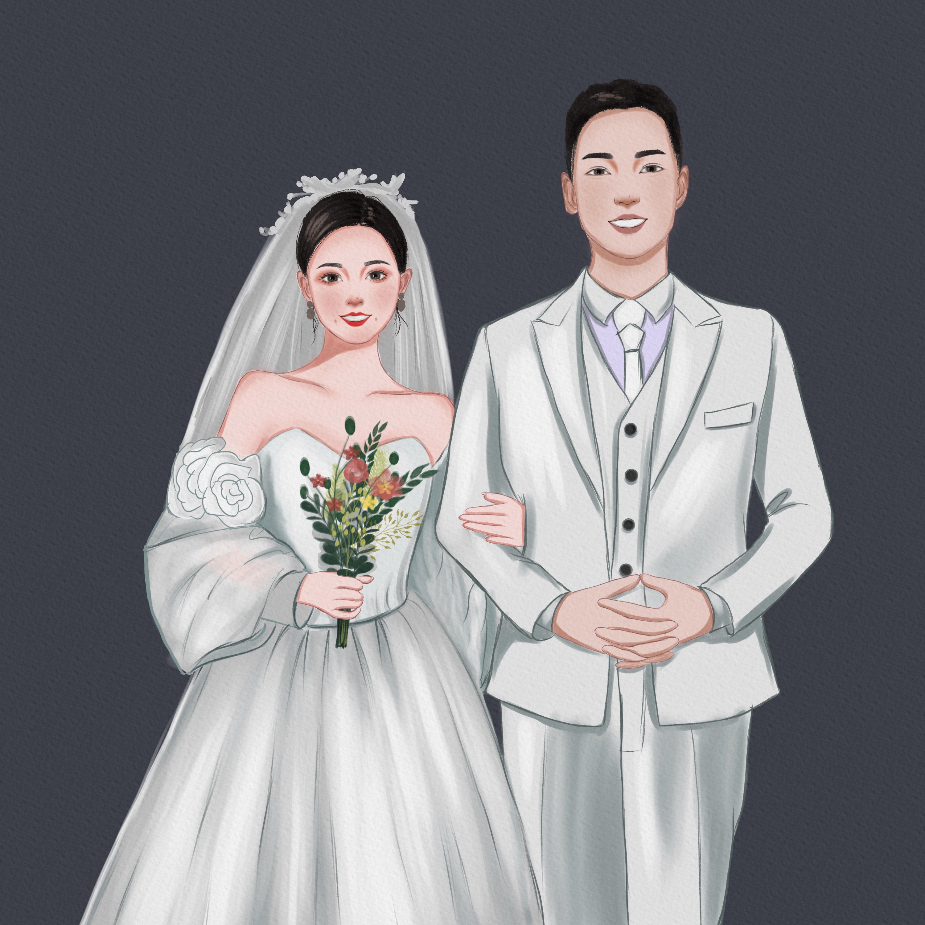 手绘婚纱照