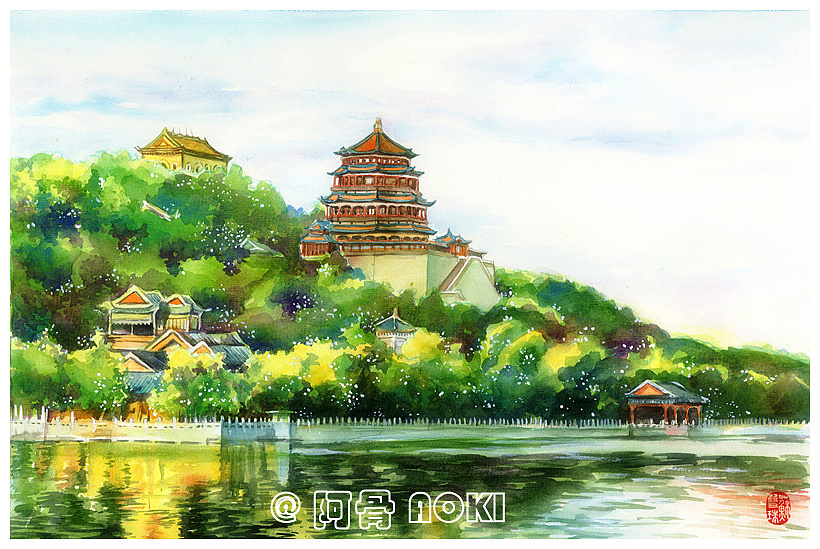 手绘城市系列——《北京》|插画|商业插画|阿骨aoki - 原创作品