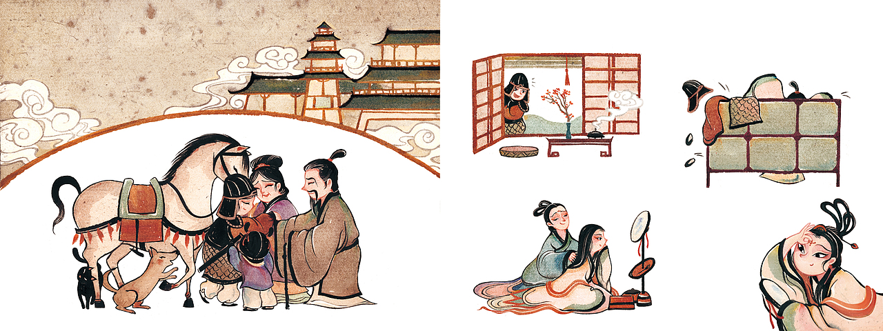 中国风儿童绘本《花木兰》(图ZODkyNTEwNDQ=) - 儿童插画 - 站酷设计师妙象原创素材 - 站酷ZCOOL