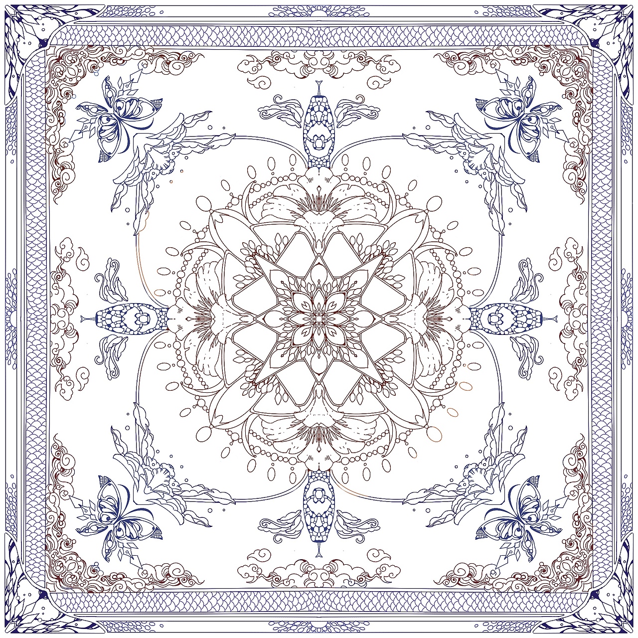 井藻纹图案设计 蛇元素