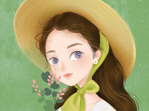 插画海报 治愈系小美女